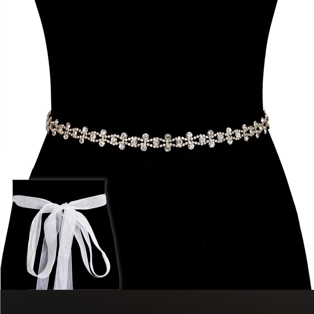 Sophia Collection Rhinestone Wedding Sash Tie belt